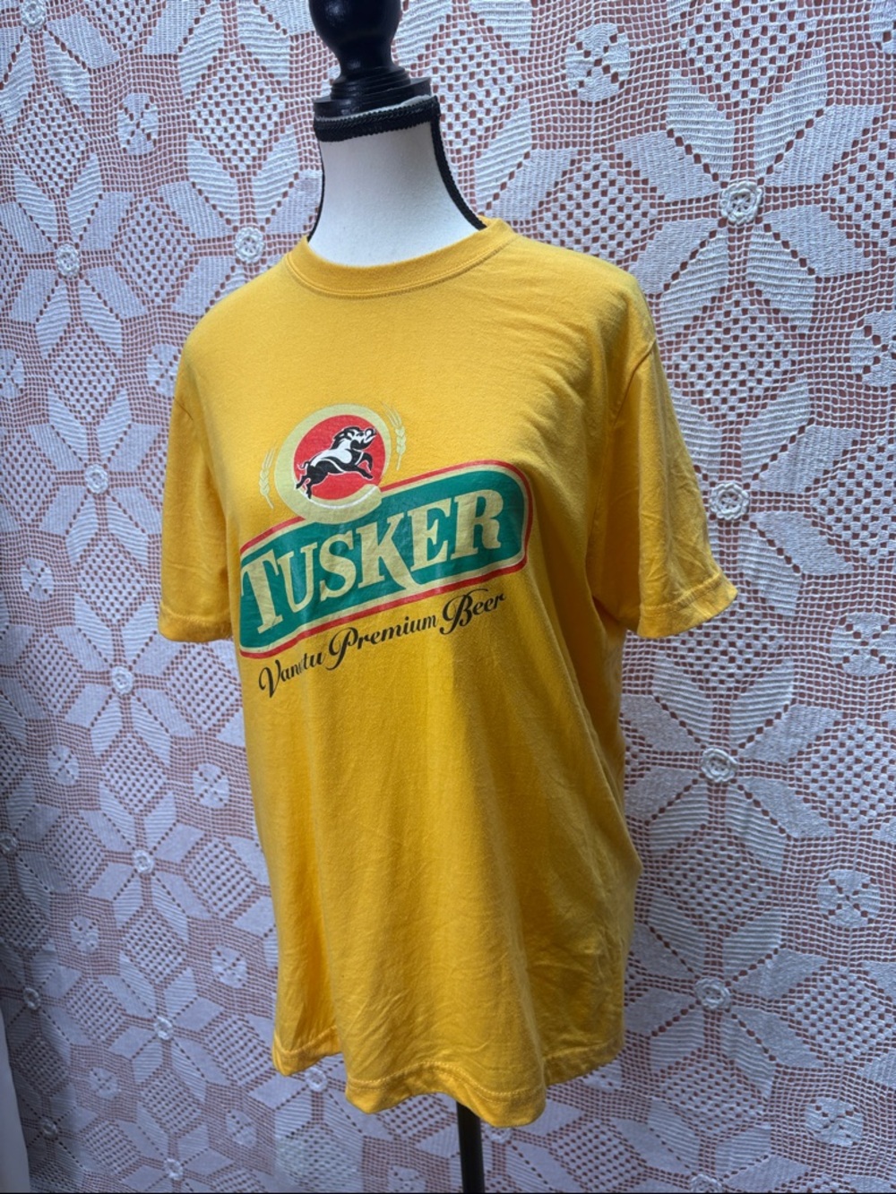 Tusker Beer Graphic Tee Yellow | Vintage Style | M